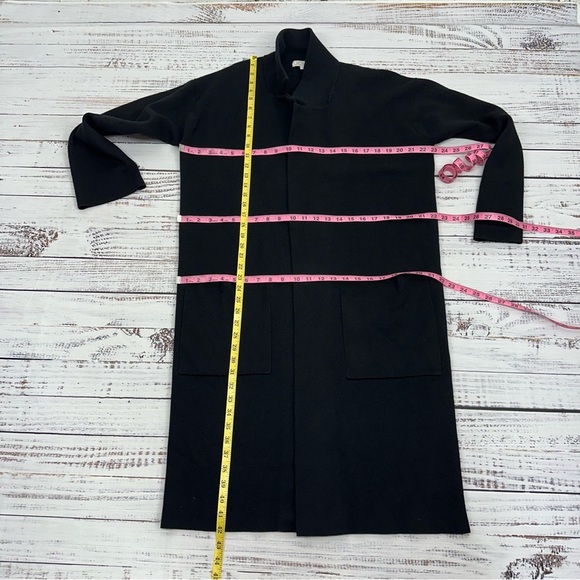 J. Crew Women’s size Medium EllaBlack Open Front Long Heavy Knit Sweater Blazer - Picture 10 of 14